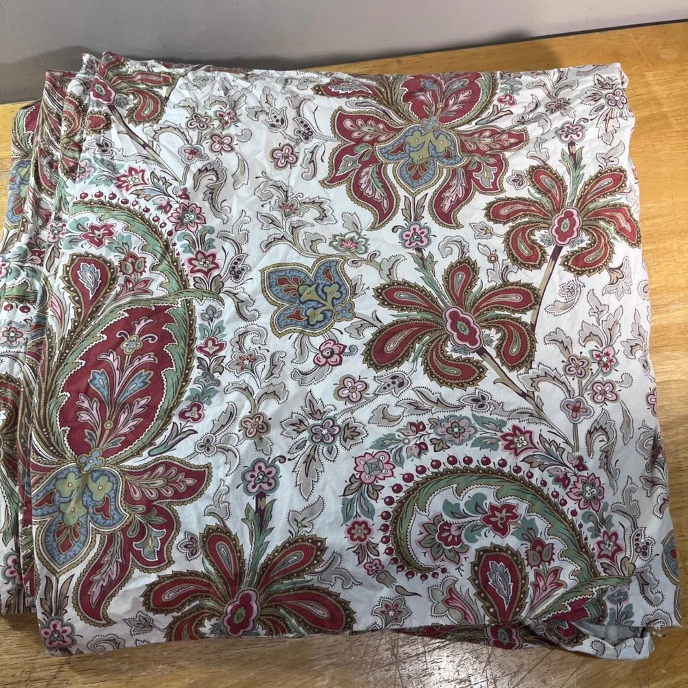 Pottery Barn Duvet Cover Set Full/Queen Red Paisley Vtg Excellent Cotton